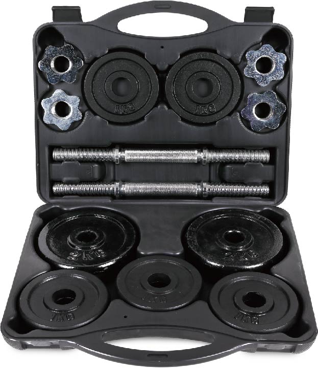 uv11604 20kg black painted dumbbell sets with case - UnivFitness