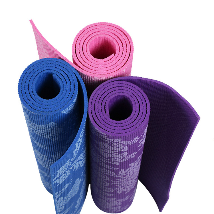 uv20702 10 PVC yoga mat square honey comb pattern with floral design - UnivFitness