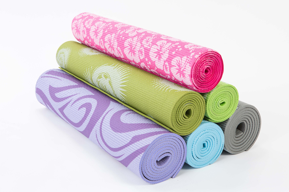 uv20702 3 0 PVC yoga mat square honey comb pattern with floral design - UnivFitness