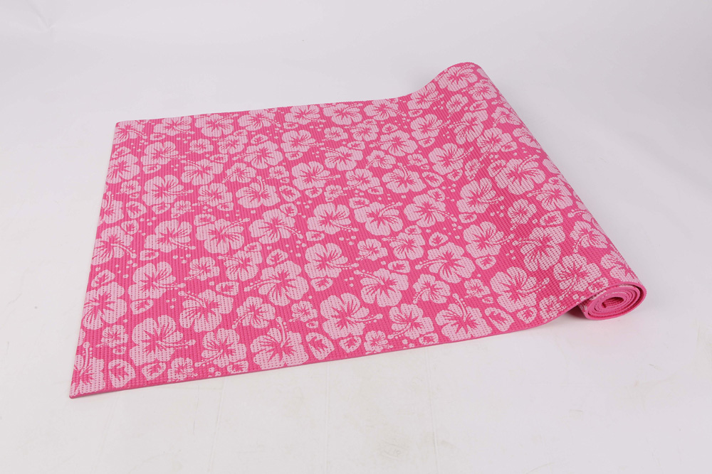 uv20702 3 1 PVC yoga mat square honey comb pattern with floral design - UnivFitness