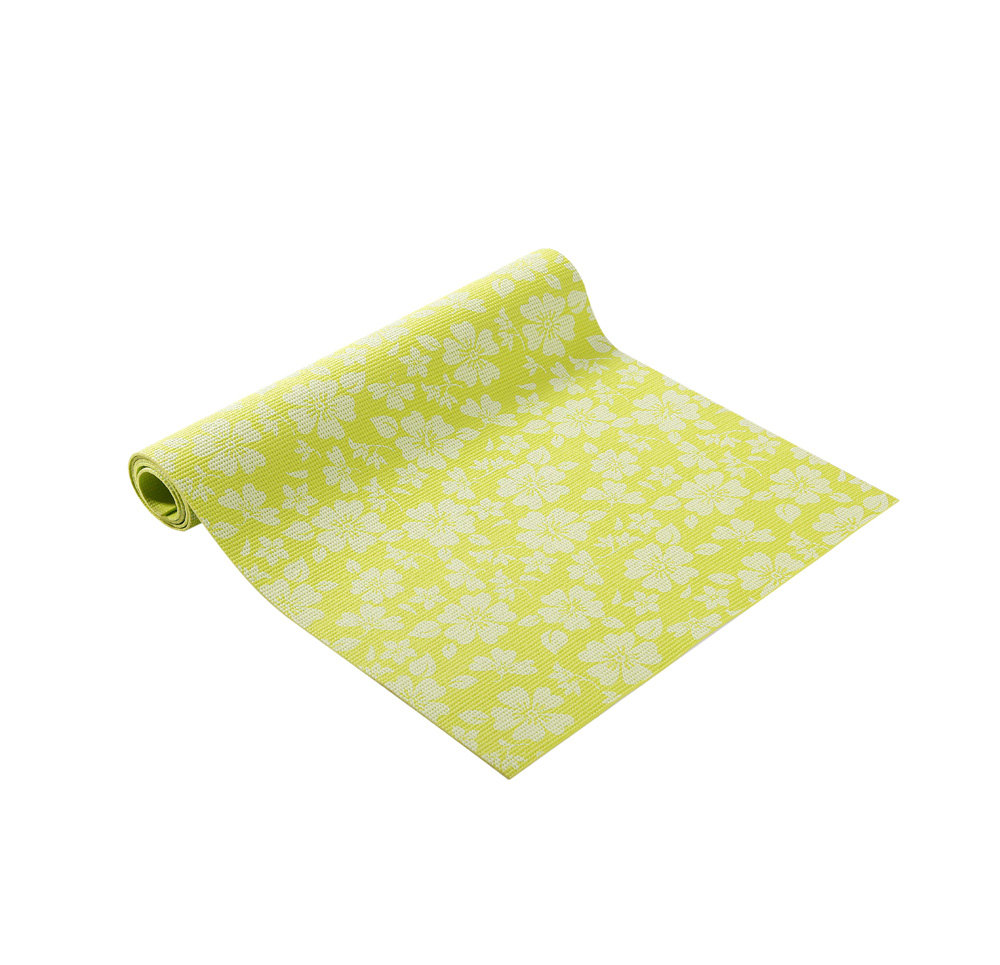 uv20702 PVC yoga mat square honey comb pattern with floral design - UnivFitness