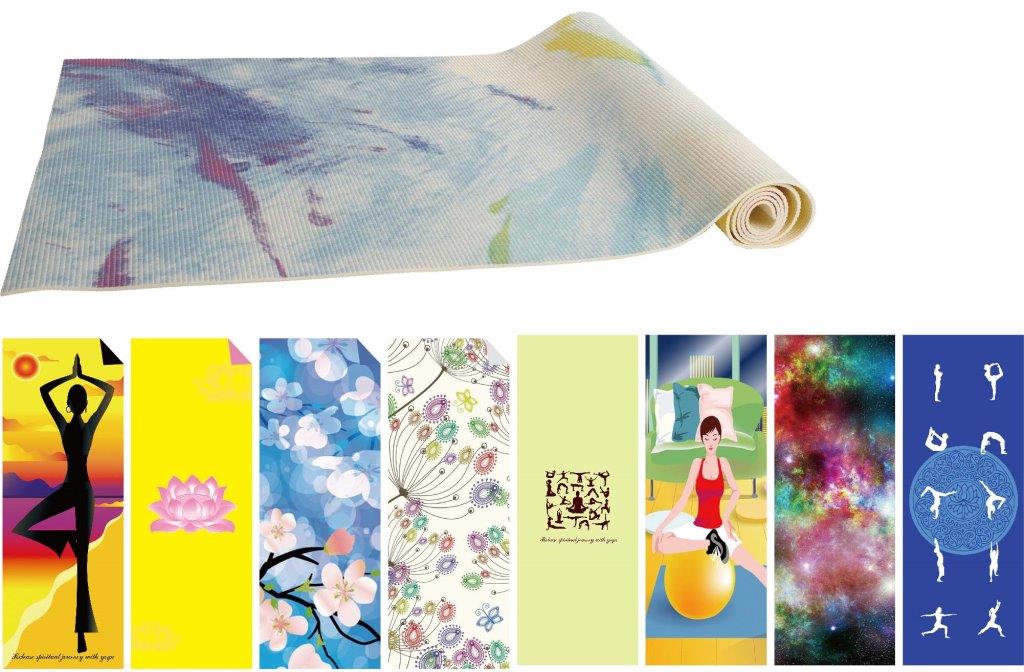 uv20703 PVC yoga mat straight figure with air brushing floral design - UnivFitness