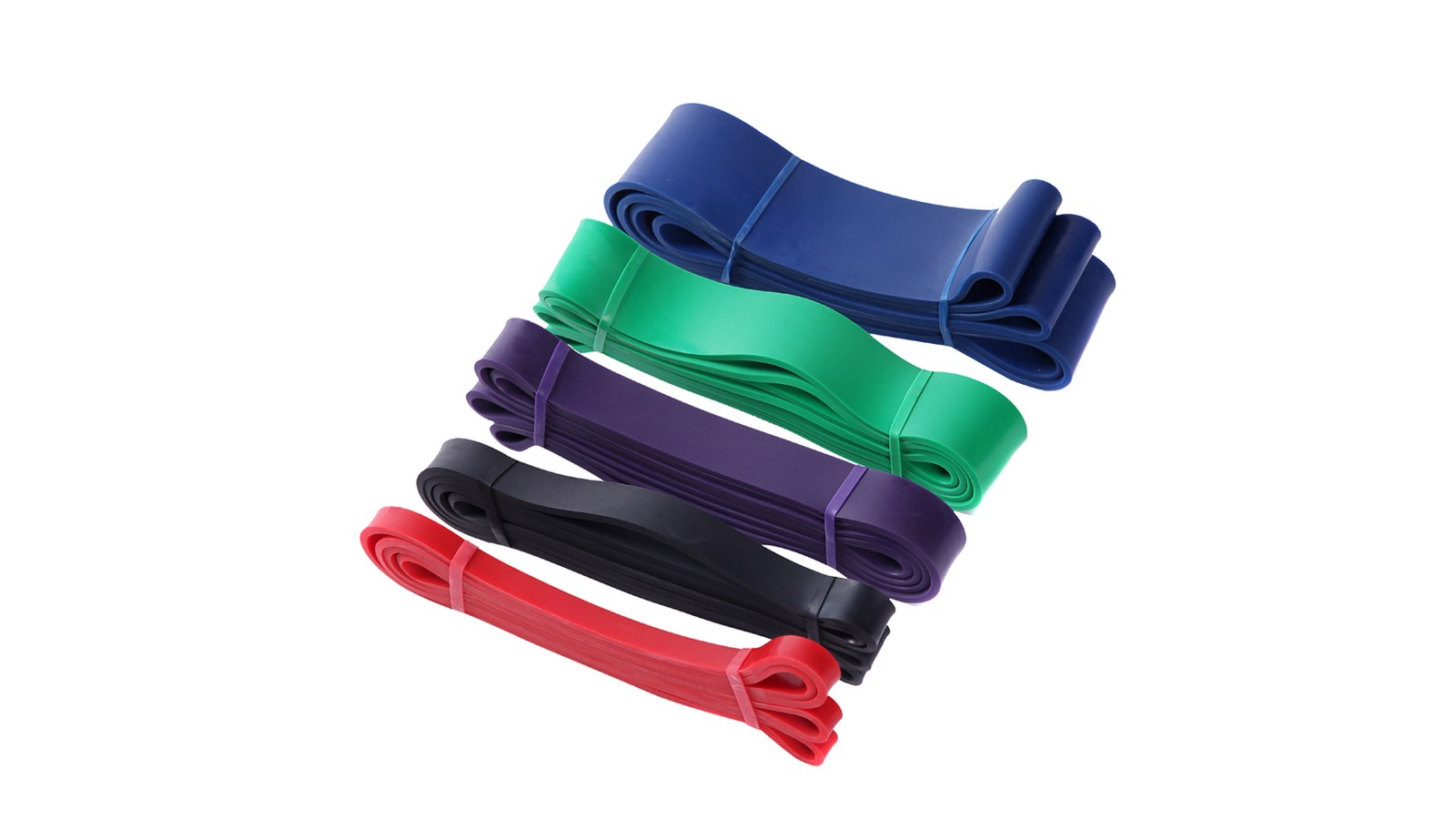 Latex power bands in five colour-coded resistance levels - UnivFitness UV43101 private label fitness equipment
